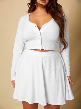 Rebdolls Looking Good Ribbed Mini Skater Skirt